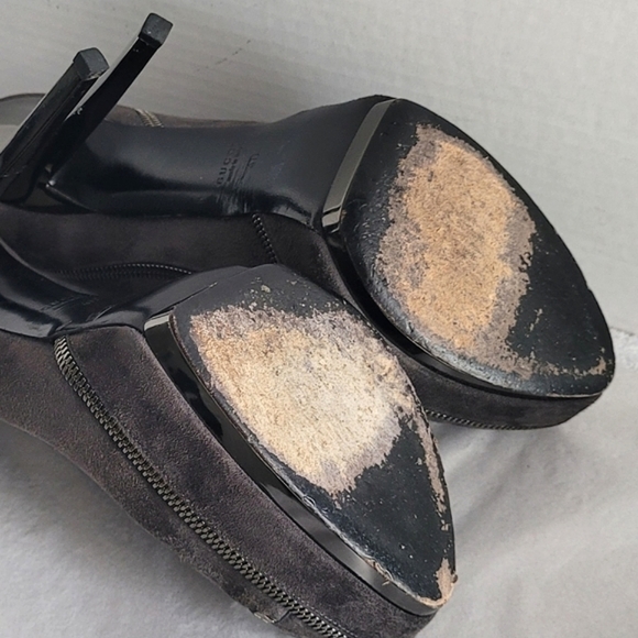 GUCCI Pixie gray suede Pixie Pump zipper platform stiletto heel - Picture 10 of 11